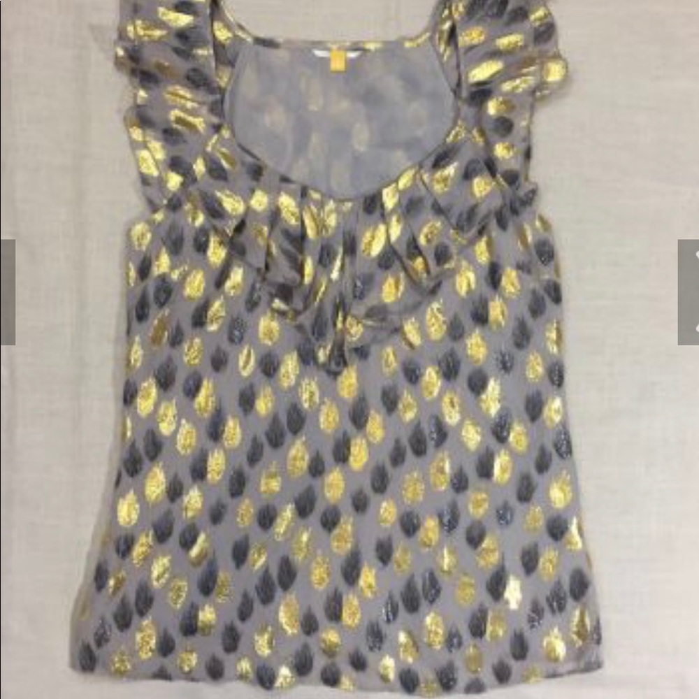 Leifsdottir Anthropologie gold grey top sz 2